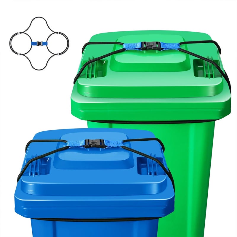Foxmox Trash Can Locks for Animals - 2PCS Garbage Can Lid Locks with Heavy Duty Bungee for Raccoons Proof,Bears Proof and Wind-Resistant for 30-40 Gallon Cans - Image 1